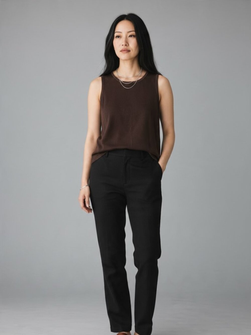 Judith Hart Collection Brown Sleeveless Knit Tank Top